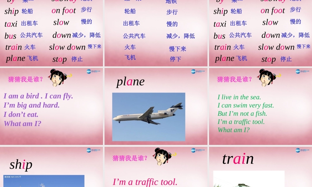 2014年秋六年级英语上册 Unit2 Ways to go to school课件1 人教PEP