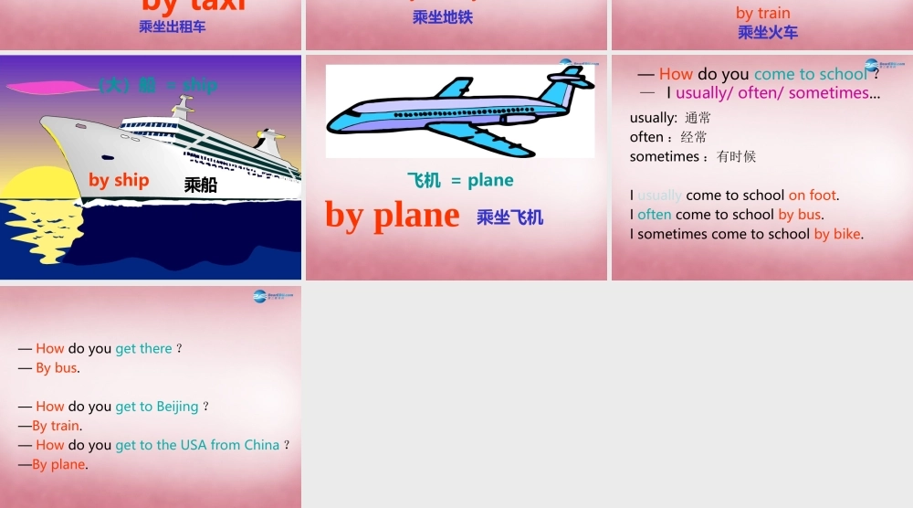 2014年秋六年级英语上册 Unit2 Ways to go to school课件2 人教PEP