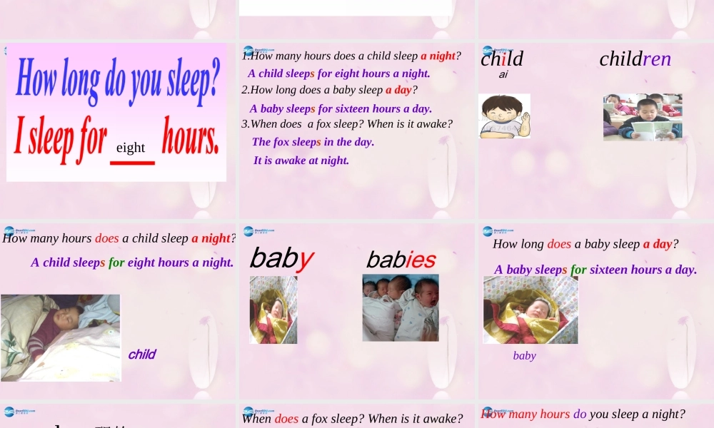 2014秋六年级英语上册 Module 7 Unit 2 A child sleeps for eight hours a night课件2 外研版（一起）