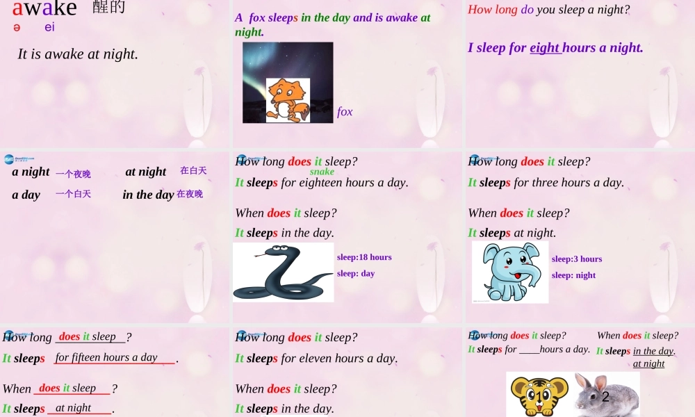 2014秋六年级英语上册 Module 7 Unit 2 A child sleeps for eight hours a night课件2 外研版（一起）