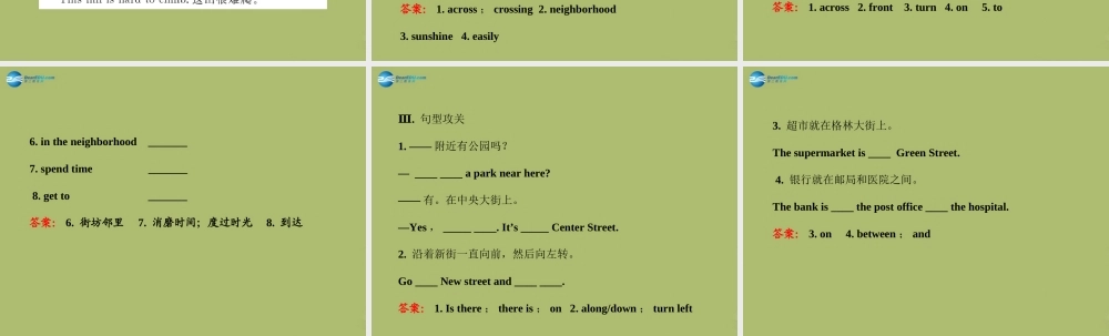 【金榜学案】2014版六年级英语下册 Unit 10 Is there a post office near here单元复习课件 鲁教版五四制