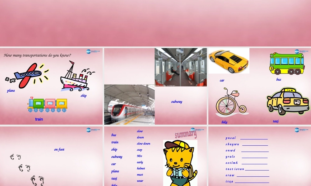 2014年秋六年级英语上册 Unit2 Ways to go to school课件4 人教PEP