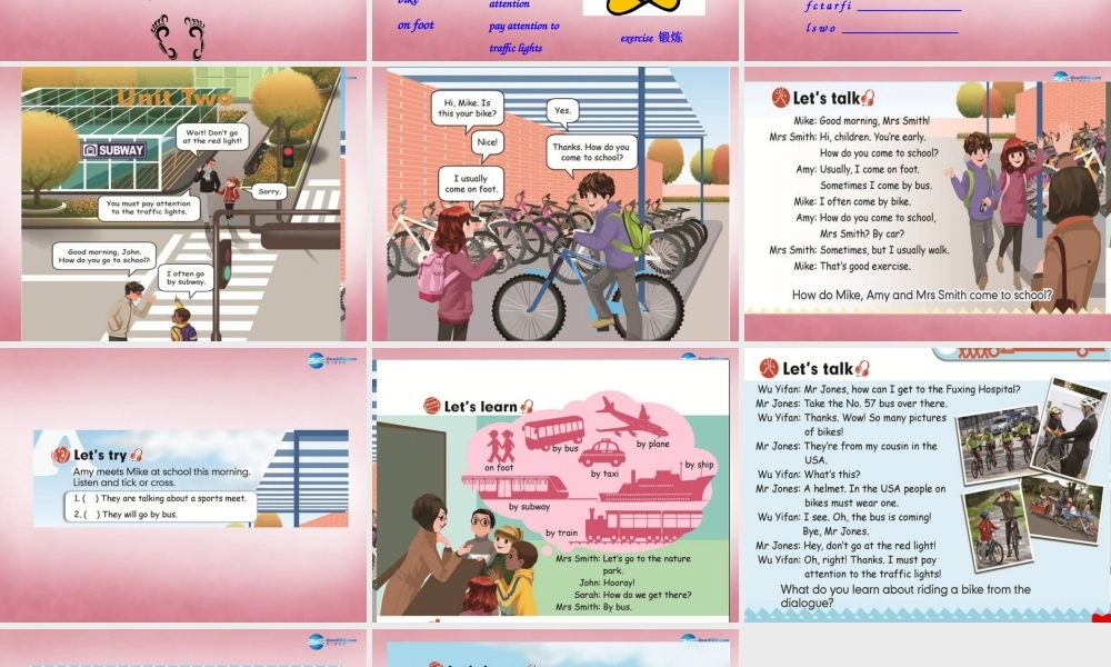 2014年秋六年级英语上册 Unit2 Ways to go to school课件4 人教PEP