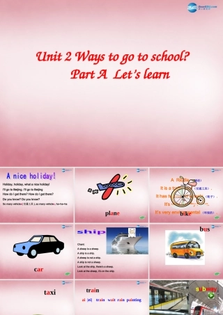 2014年秋六年级英语上册 Unit2 Ways to go to school课件5 人教PEP