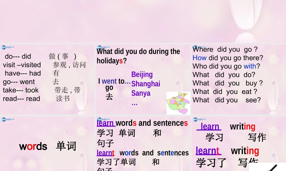 2014秋六年级英语上册 Unit 1 What did you do during the holidays课件4 湘少版