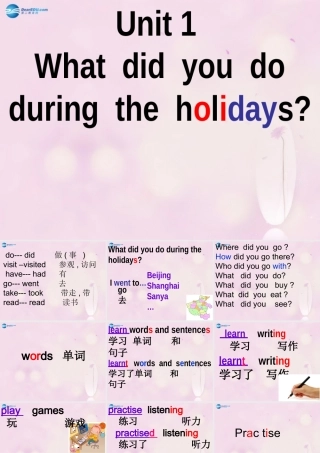 2014秋六年级英语上册 Unit 1 What did you do during the holidays课件4 湘少版
