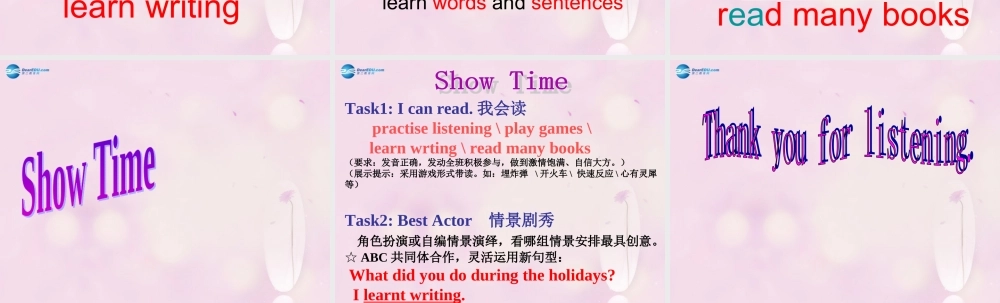 2014秋六年级英语上册 Unit 1 What did you do during the holidays课件5 湘少版