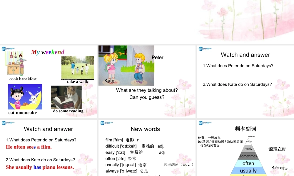 六年级英语上册 Unit 1 I go to school at 8：00课件3 新人教版