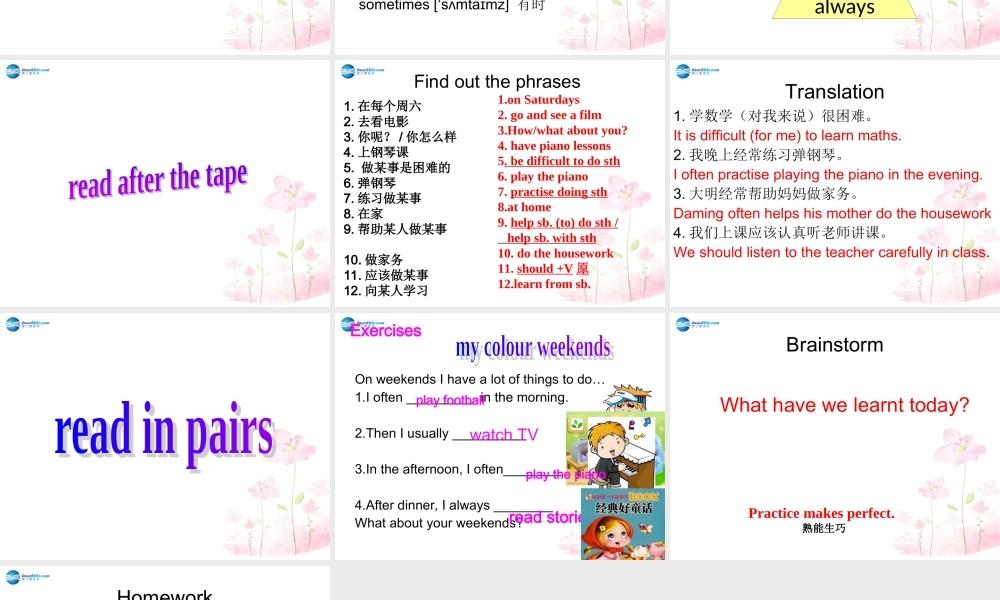 六年级英语上册 Unit 1 I go to school at 8：00课件3 新人教版