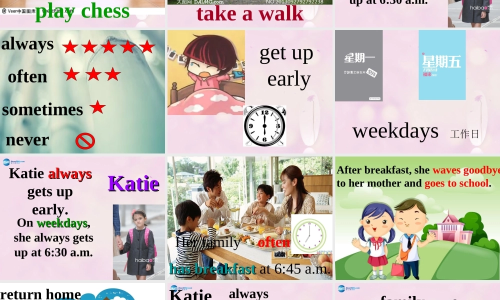 2014秋六年级英语上册 Unit 2 Katie always gets up early课件1 湘少版