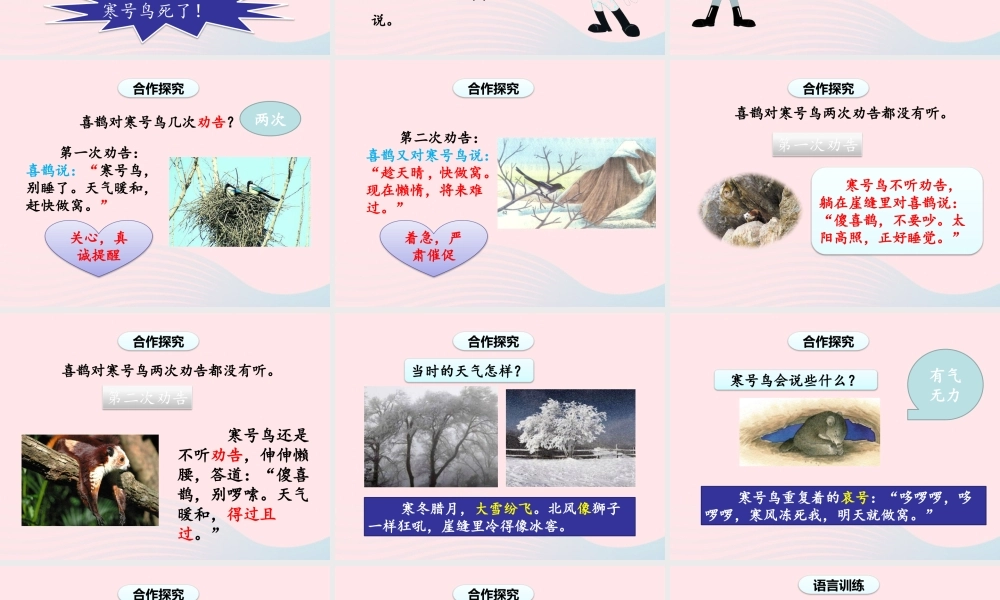 2级语文上册 课文4 13《寒号鸟》（第二课时）课件 新人教版