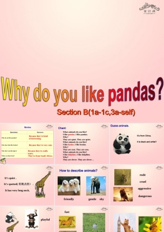 【金识源】2015春六年级英语下册 Unit 7 Why do you like pandas.Section B（1a-1d，3a-self）课件 鲁教版五四制
