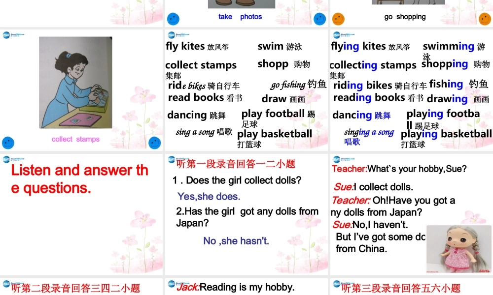 六年级英语上册 Unit 2 What’s your hobby课件1 新人教版