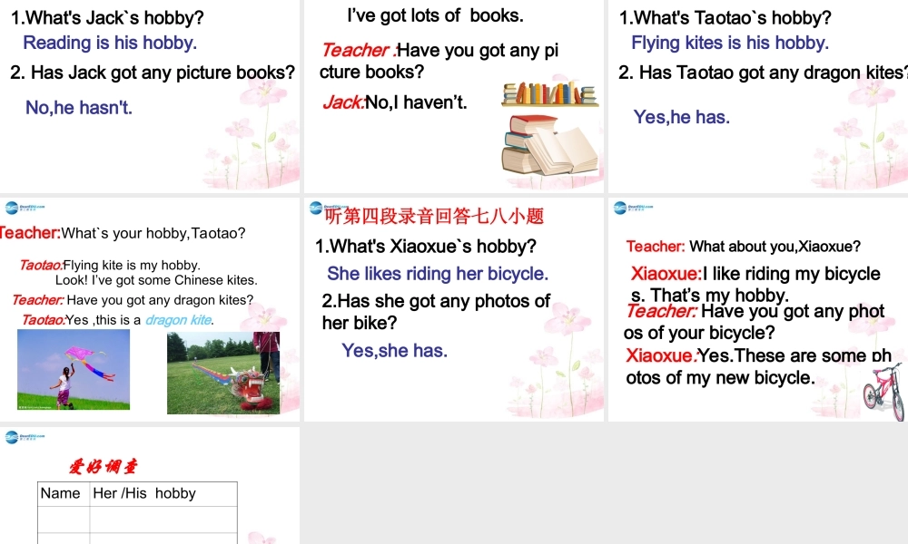 六年级英语上册 Unit 2 What’s your hobby课件1 新人教版