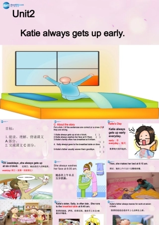 2014秋六年级英语上册 Unit 2 Katie always gets up early课件3 湘少版