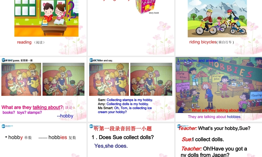 六年级英语上册 Unit 2 What’s your hobby课件3 新人教版