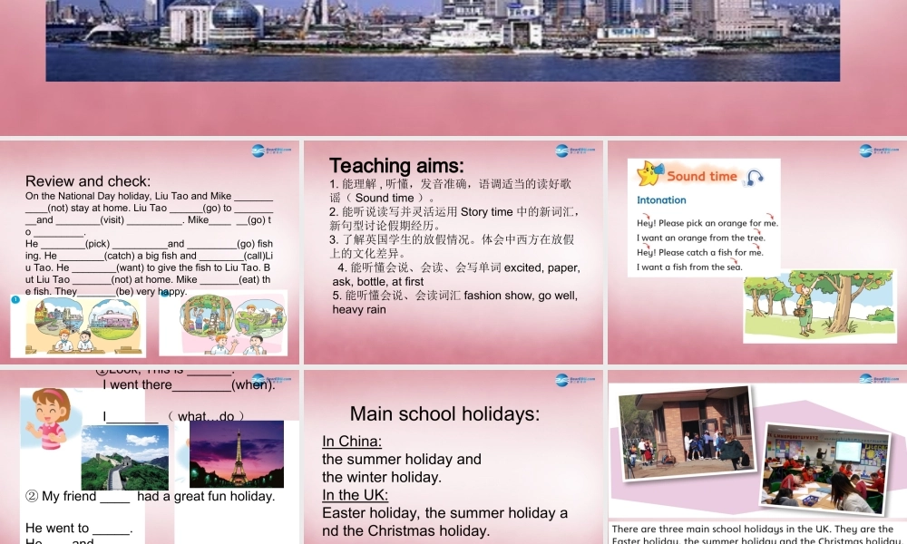 2014年秋六年级英语上册 Unit3 Holiday fun课件2 译林版