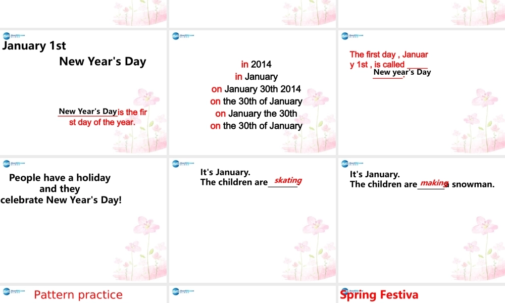六年级英语上册 Unit 4 January is the first month课件1 新人教版