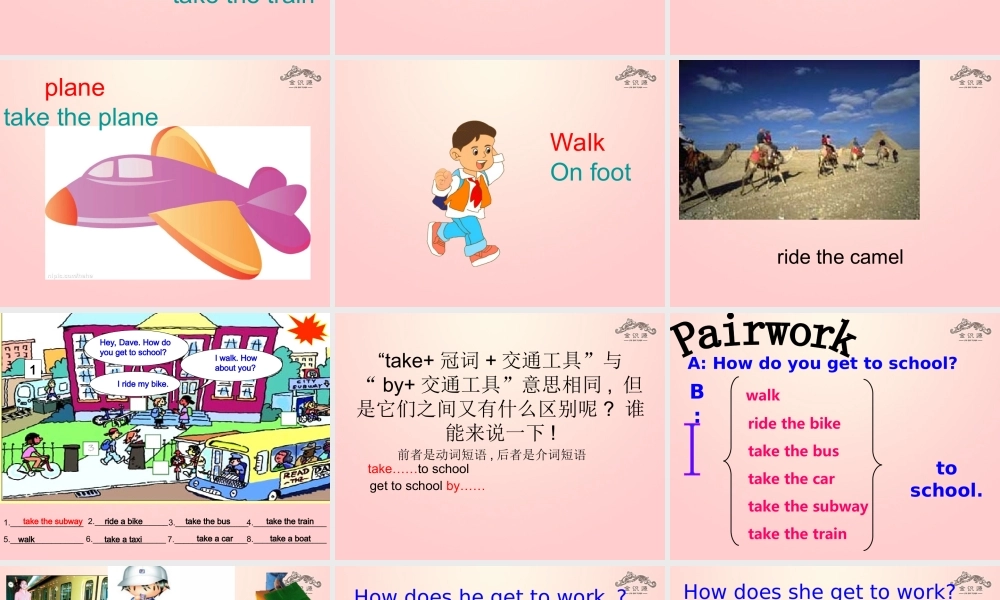 【金识源】2015六年级英语下册 Unit 5 How do you get to school Section A(1a-1c)课件 鲁教版五四制