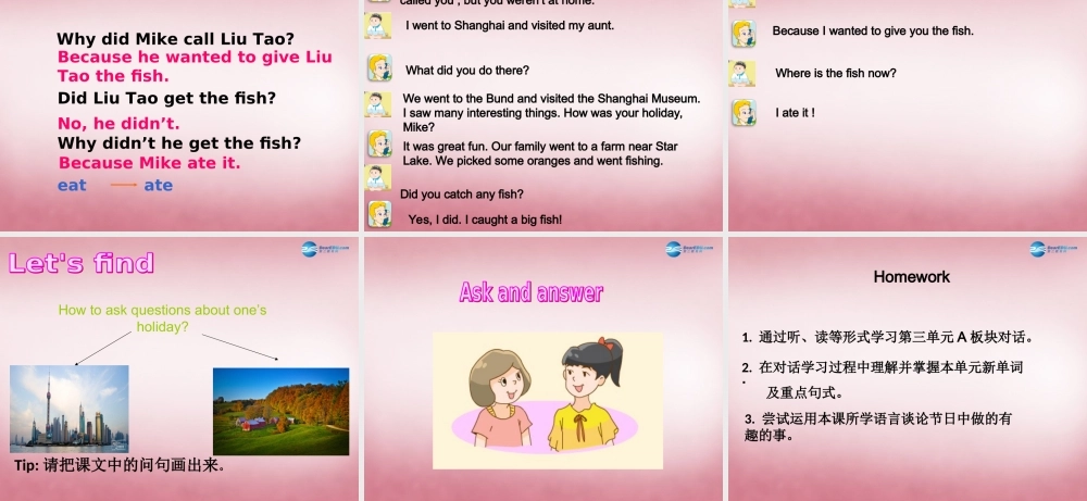 2014年秋六年级英语上册 Unit3 Holiday fun课件6 译林版