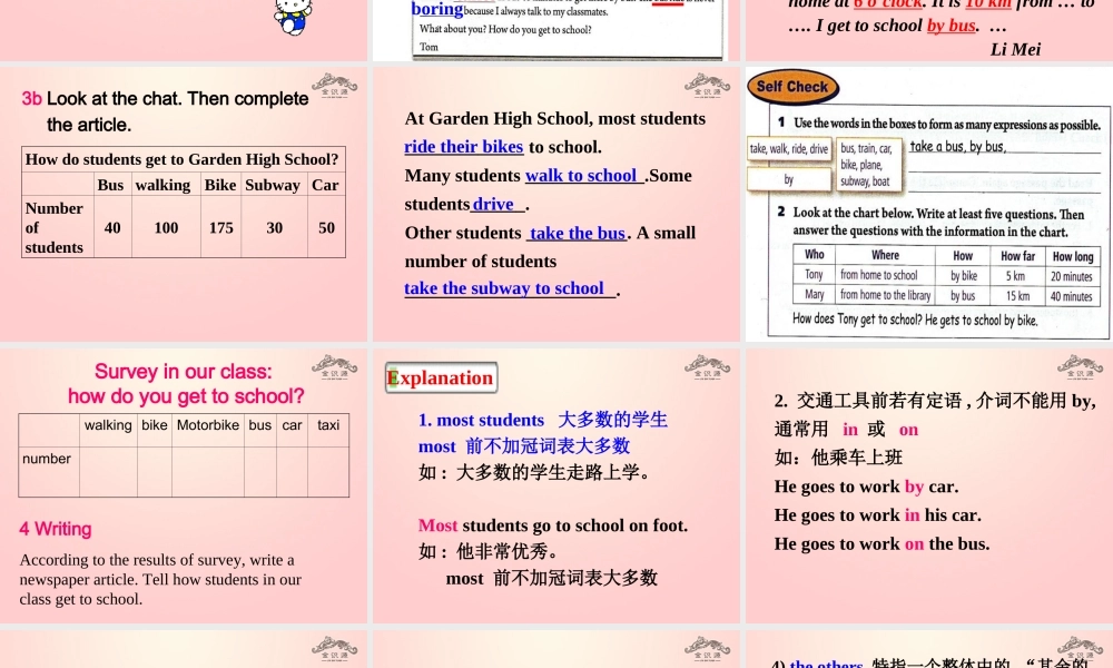 【金识源】2015六年级英语下册 Unit 5 How do you get to school Section B(3a-4)课件 鲁教版五四制