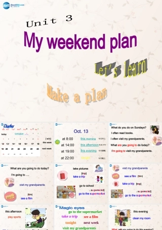 2014年秋六年级英语上册 Unit3 My weekend plan PartA课件 人教PEP