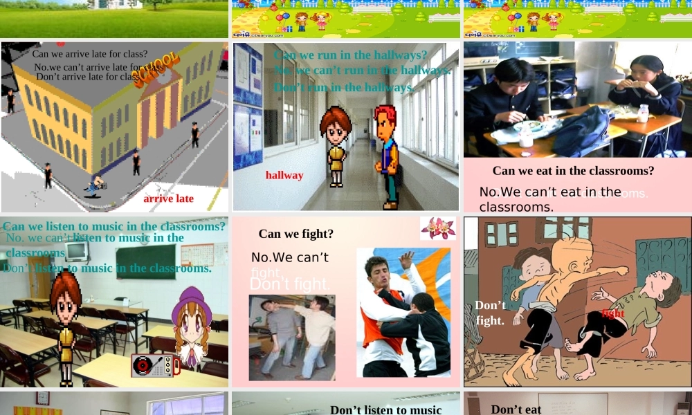 【金识源】2015六年级英语下册 Unit 6 Don't eat in class Section A（1a-1c）课件 鲁教版五四制