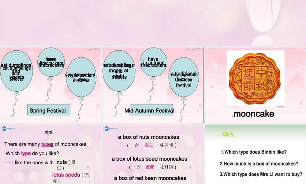 2014秋六年级英语上册 Unit 4 The Mid-Autumn Festival is coming课件4 湘少版