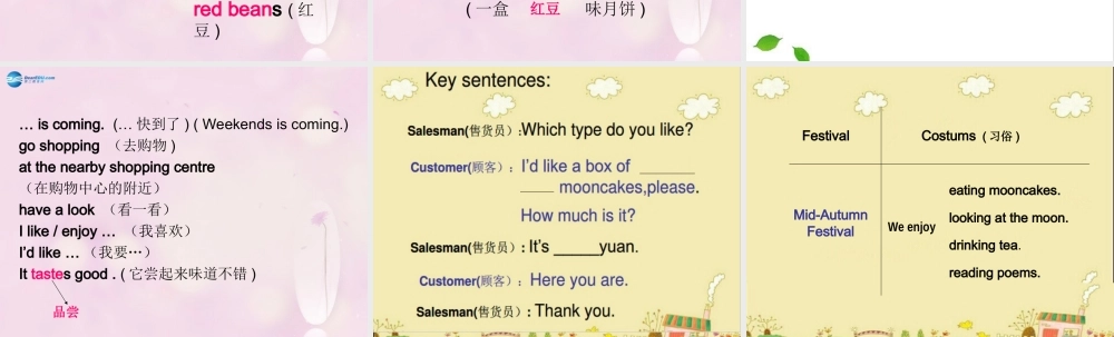 2014秋六年级英语上册 Unit 4 The Mid-Autumn Festival is coming课件4 湘少版