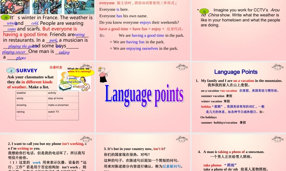 【金识源】2015六年级英语下册 Unit 9 It's raining（第4课时）Section B(3A-4)课件 鲁教版五四制