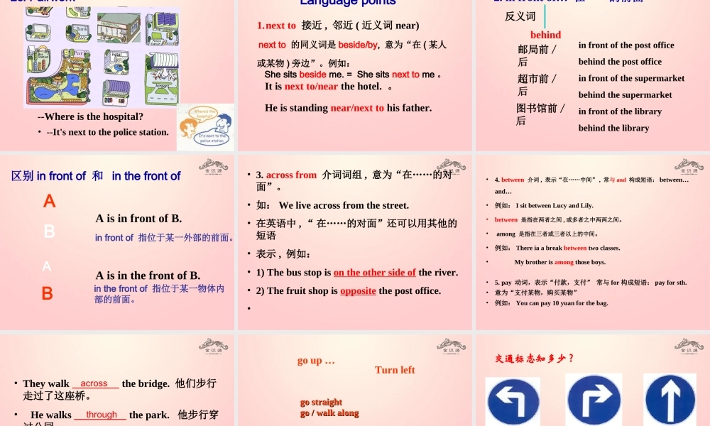 【金识源】2015六年级英语下册 Unit 10 Is there a post office near here Section A（2a-4）课件 鲁教版五四制
