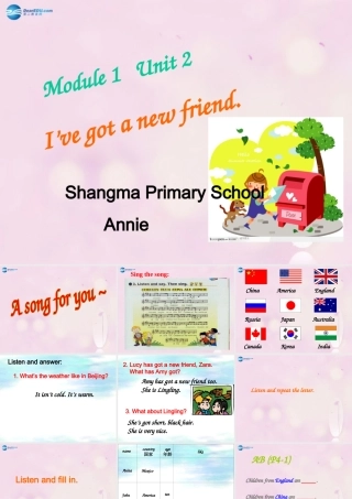 2014秋四年级英语上册 Module 1 Unit 2 I’ve got a new friend课件3 外研版（一起）