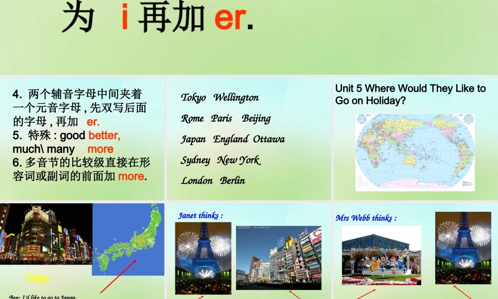 六年级英语上册《Module 2 Unit 5 Where Would They Like to Go on Holiday》课件2 广州版广州版小学六年级上册英语课件