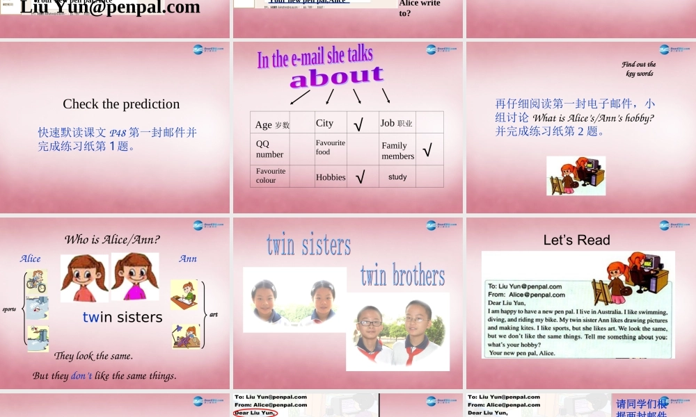 2014年秋六年级英语上册 Unit4 I Have a Pen Pal课件3 人教PEP