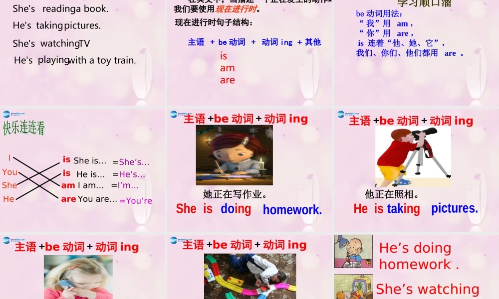 2014秋四年级英语上册 Module 2 Unit 1 She’s reading a book课件1 外研版（三起）