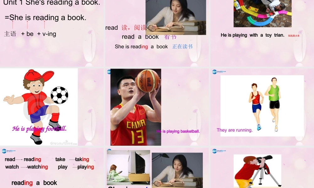 2014秋四年级英语上册 Module 2 Unit 1 She’s reading a book课件2 外研版（三起）