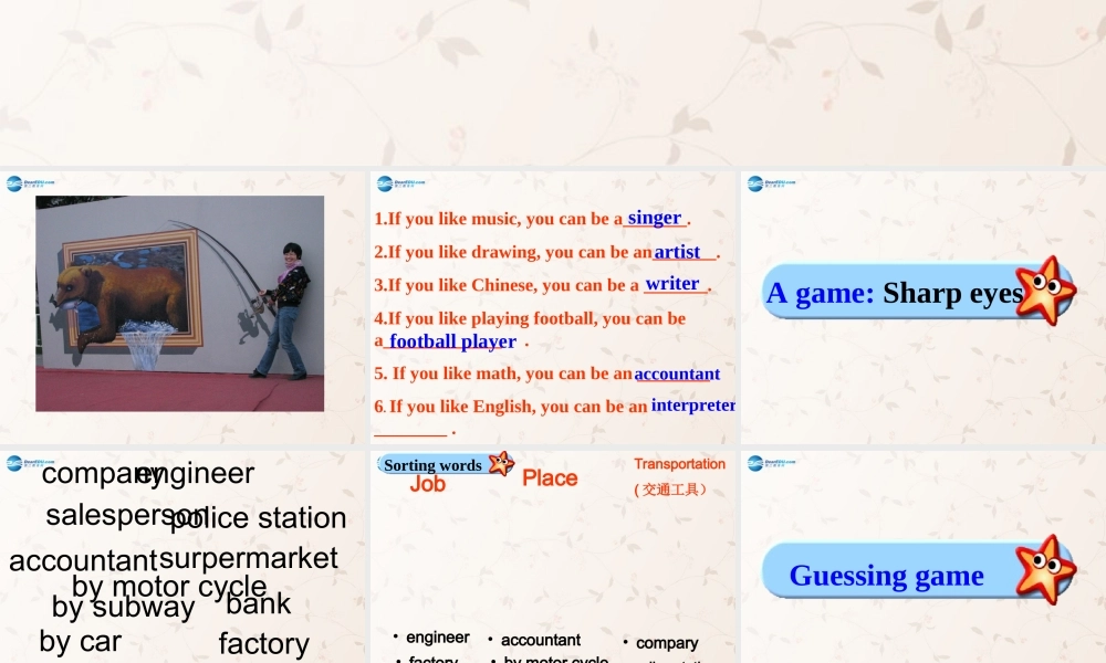 2014年秋六年级英语上册 Unit5 What Does he Do PartB课件 人教PEP