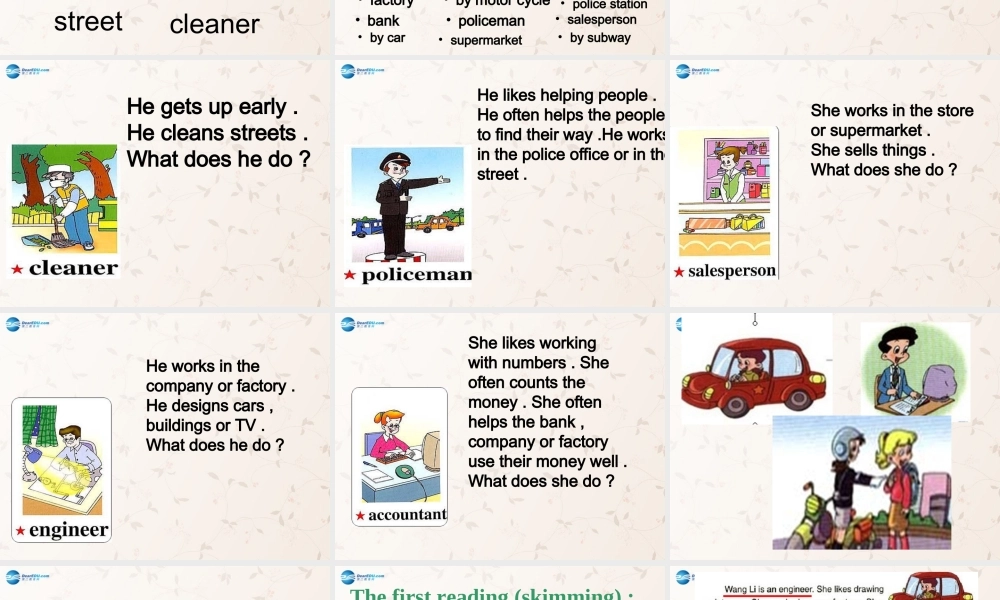 2014年秋六年级英语上册 Unit5 What Does he Do PartB课件 人教PEP