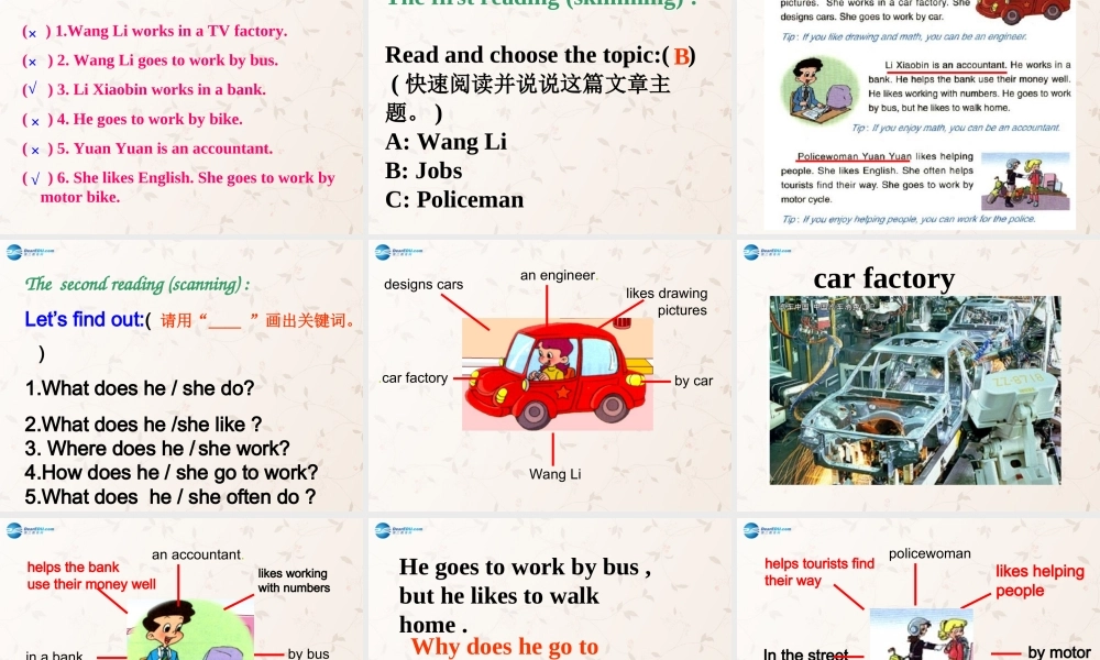 2014年秋六年级英语上册 Unit5 What Does he Do PartB课件 人教PEP