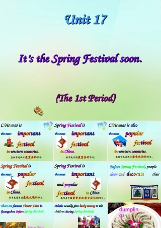 六年级英语上册《Module 6 Unit 17 It’s the Spring Festival Soon》课件1 广州版广州版小学六年级上册英语课件