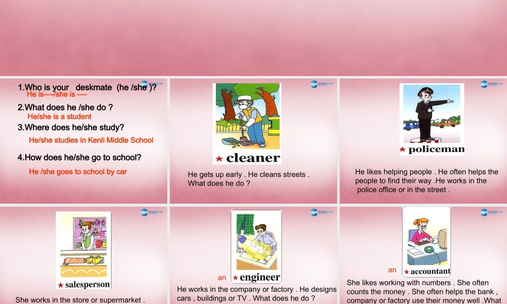 2014年秋六年级英语上册 Unit5 What Does he Do课件4 人教PEP