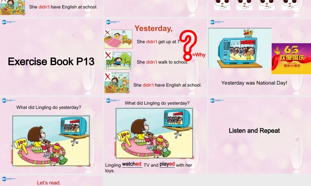 2014秋四年级英语上册 Module 3 Unit 1 She didn’t walk to school yesterday课件2 外研版（一起）