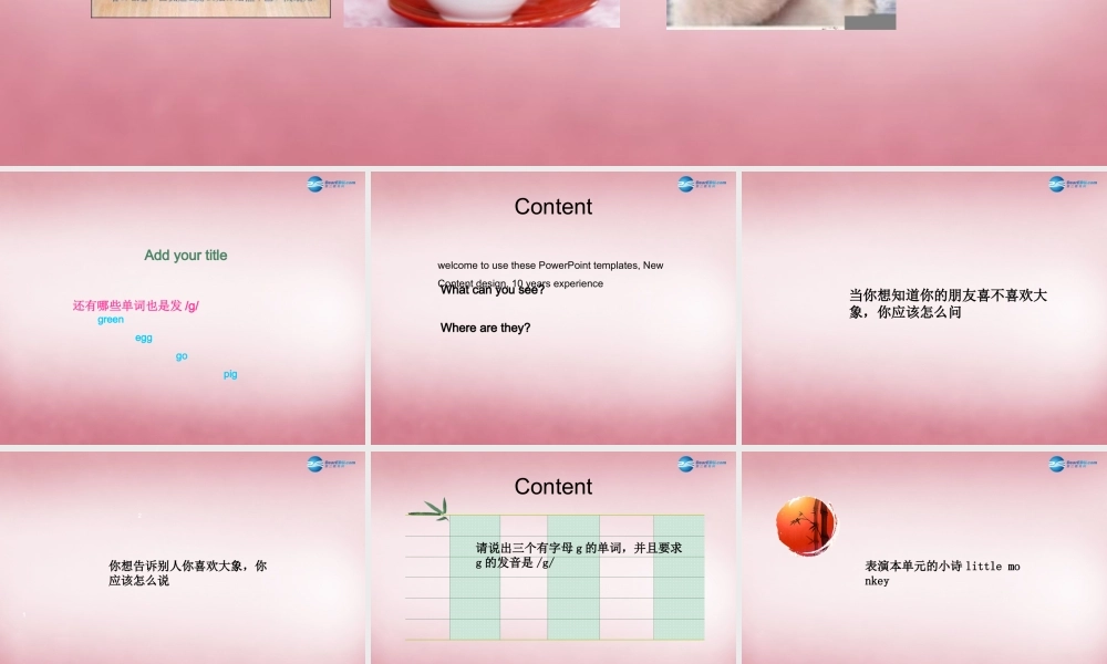 2014年秋四年级英语上册 Unit1 I like dogs课件2 译林版