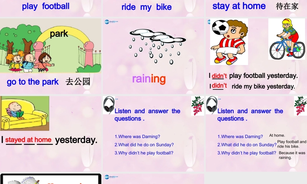 2014秋四年级英语上册 Module 3 Unit 2 I didn’t play football课件1 外研版（一起）