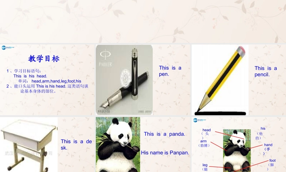 三年级英语上册 Module10 Unit 1 This is his head课件 外研版