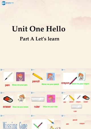 三年级英语上册 Unit 1 Hello！Part A课件 人教版（PEP）