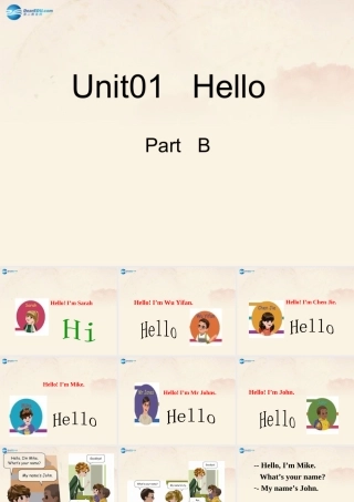 三年级英语上册 Unit 1 Hello！Part B课件 人教版（PEP）