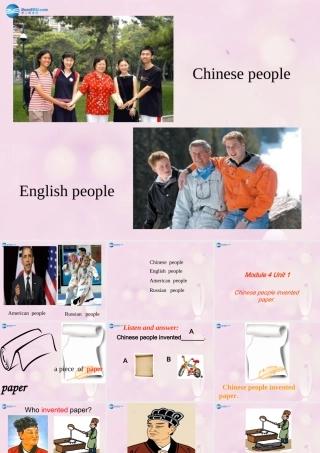 2014秋四年级英语上册 Module 4 Unit 1 Chinese people invented paper课件1 外研版（一起）