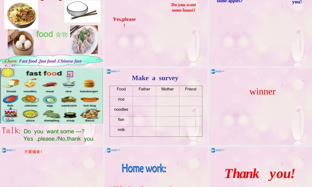 2014秋四年级英语上册 Module 4 Unit 1 Do you want some rice课件6 外研版（三起）