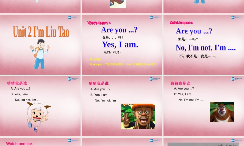 三年级英语上册 Unit2 I'm Liu Tao课件3 译林版